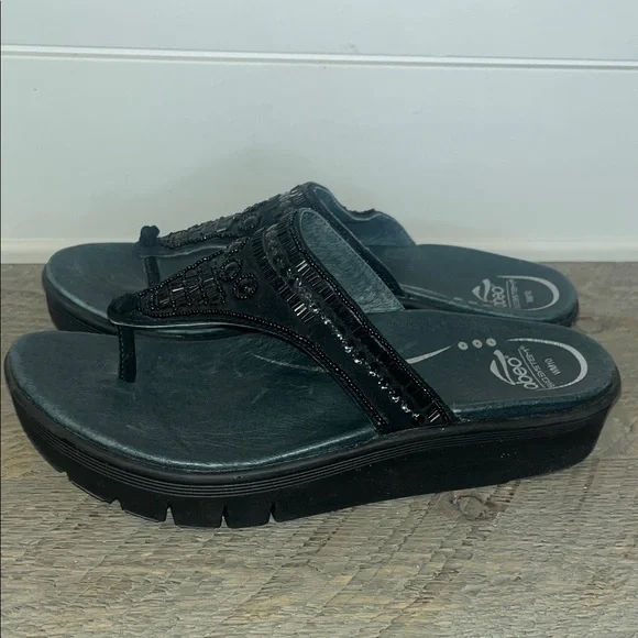 Abeo Bio System Mystic Sandals Black Beaded Flip Flop Thong - Women's Size 10 - Picture 4 of 8